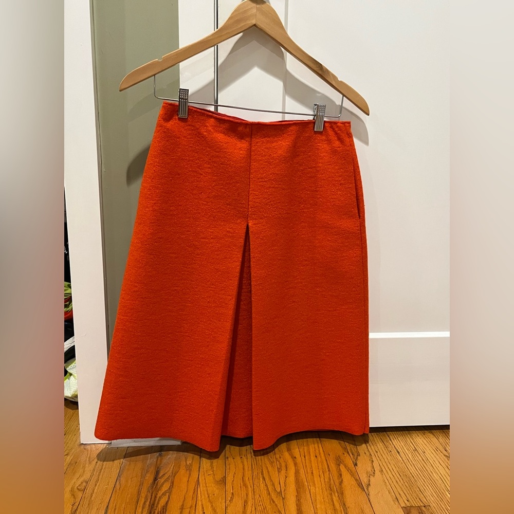 COS orange wool pleat skirt size 6